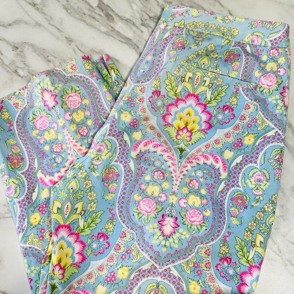 EP Pro Women's Golf Crop Pant Blue Floral Print Size 8